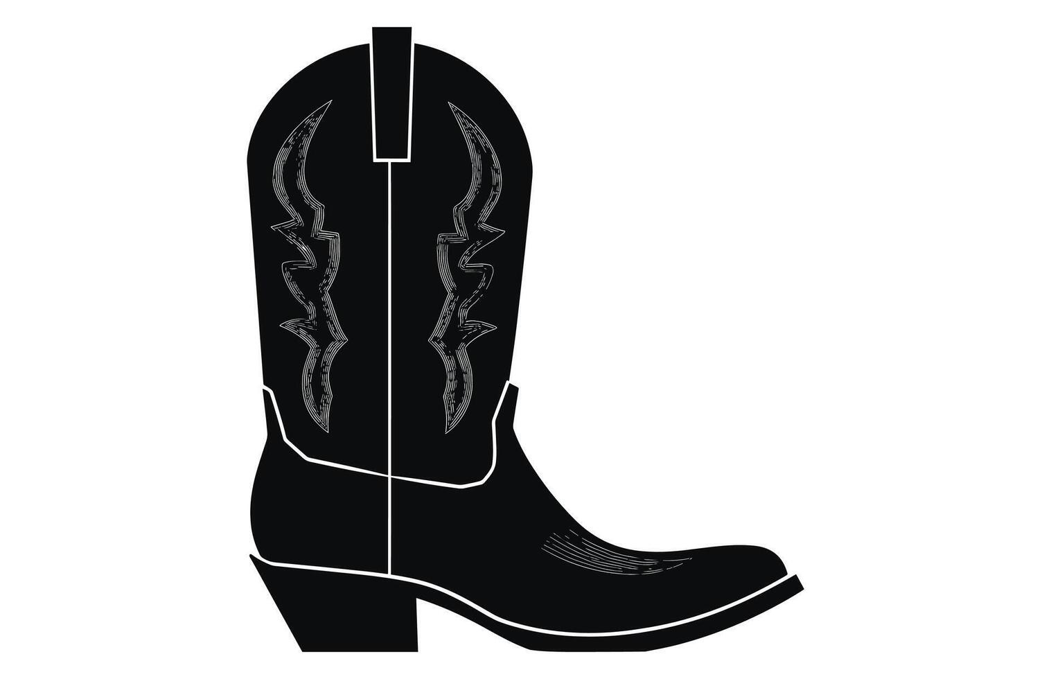 vaquero botas con ornamento. vaquero occidental y salvaje Oeste tema.vaquero bota ilustración. vaquero bota tacones vector silueta ilustración colocar.