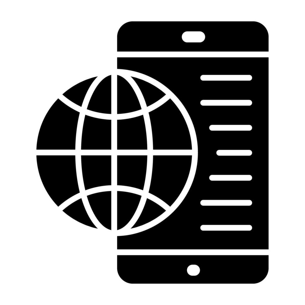 A glyph design, icon of mobile browser vector