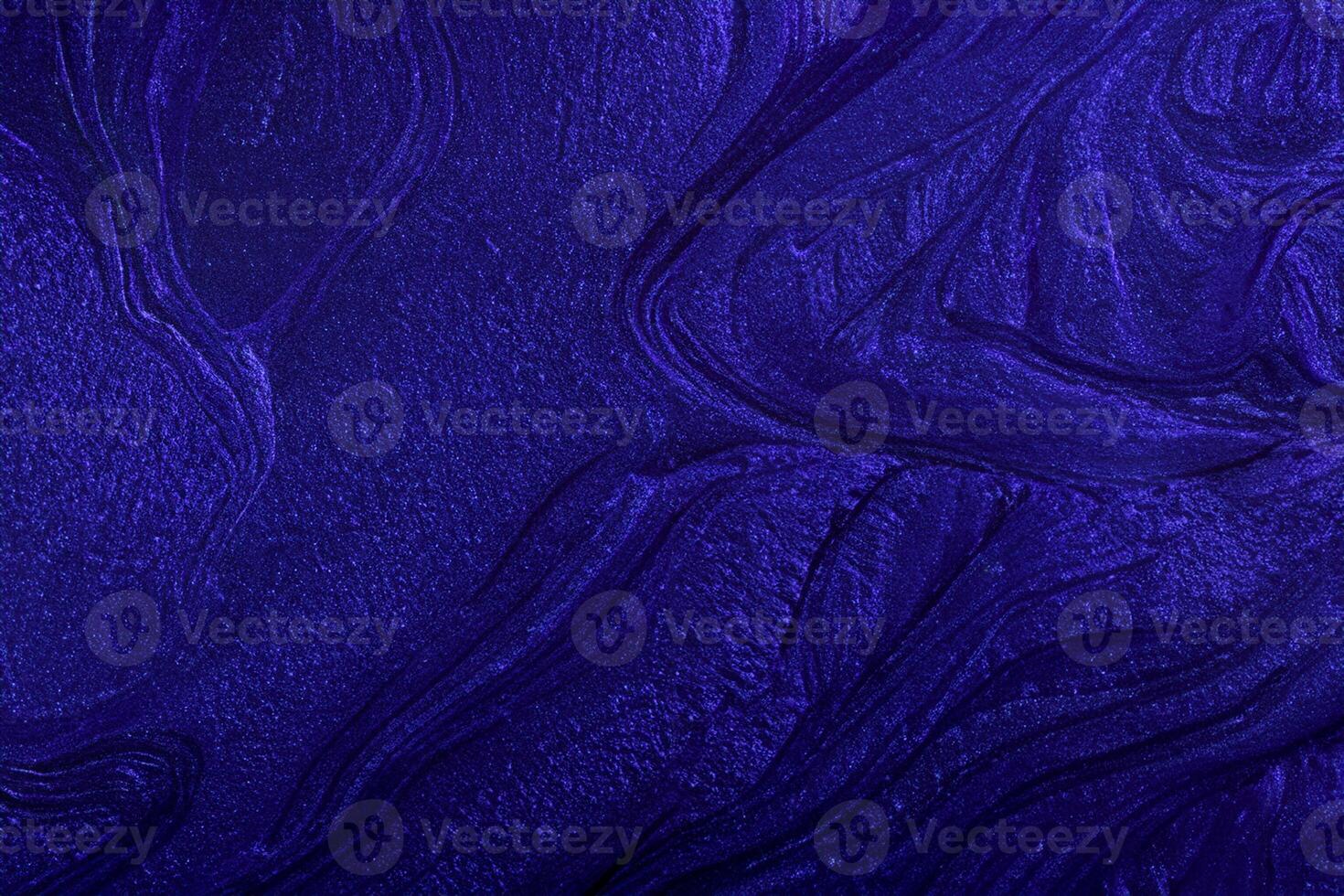 Navy Blue Shimmer Abstract, Makeup Concept with Beautiful Stains of Liquid Nail Lacquers. Fluid Art, Pour Painting Technique. Versatile Horizontal Banner for Backdrops and Chat. photo