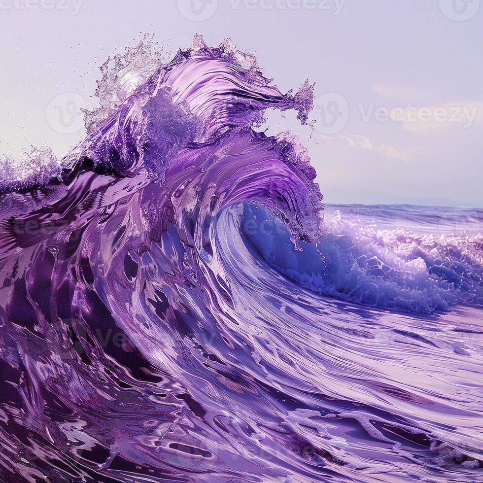 AI generated Purple waves ocean photo
