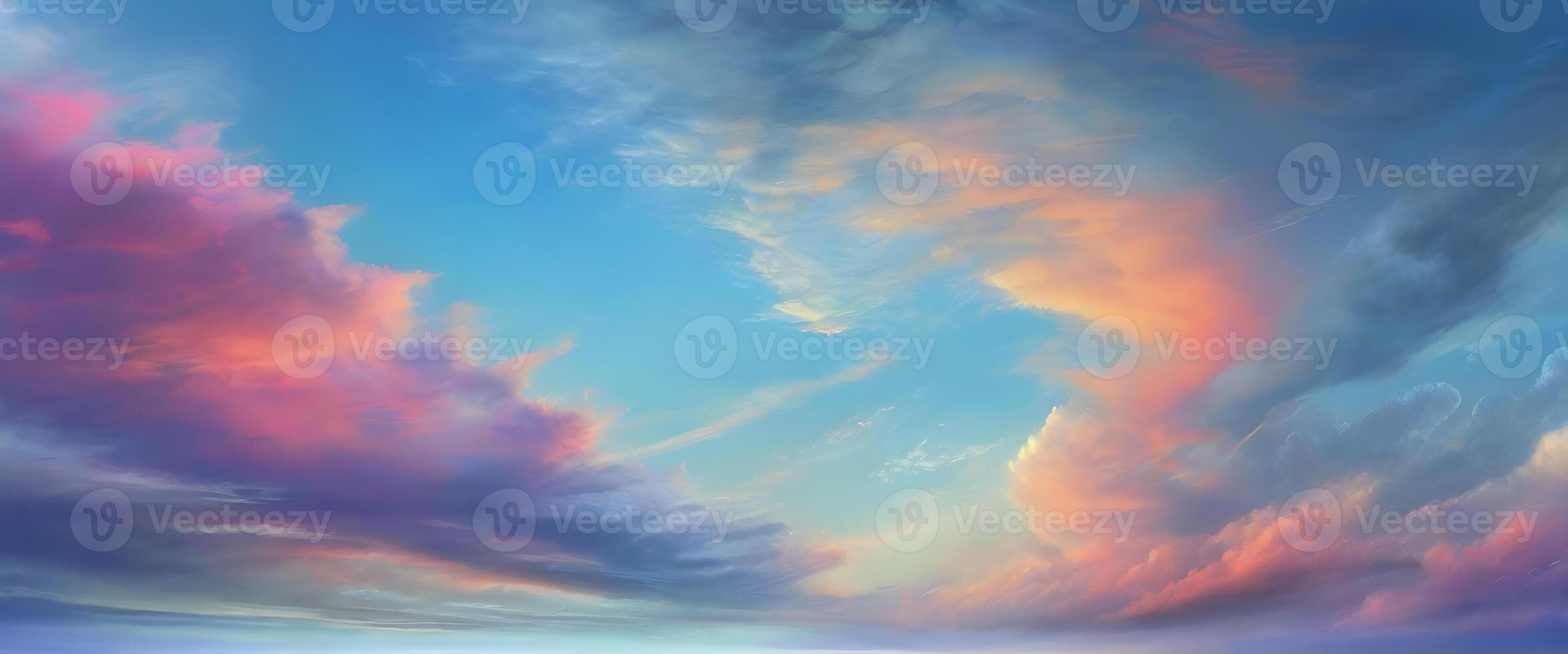 AI generated Beautiful colorful panorama of bright sky photo