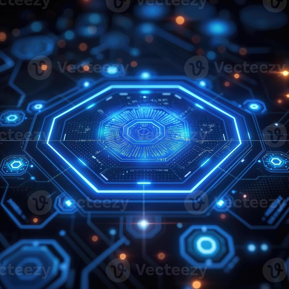 AI generated Digital hexagon abstract background. AI photo