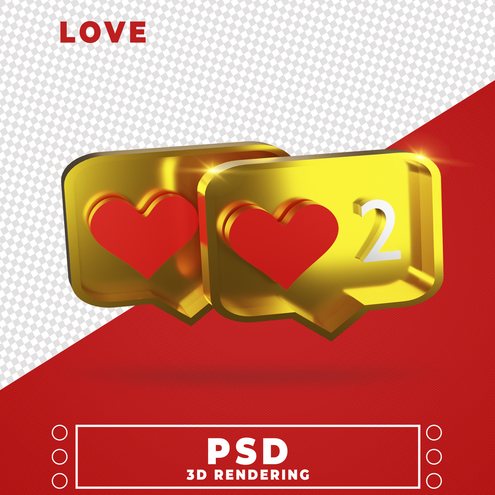 love 3d rendering psd