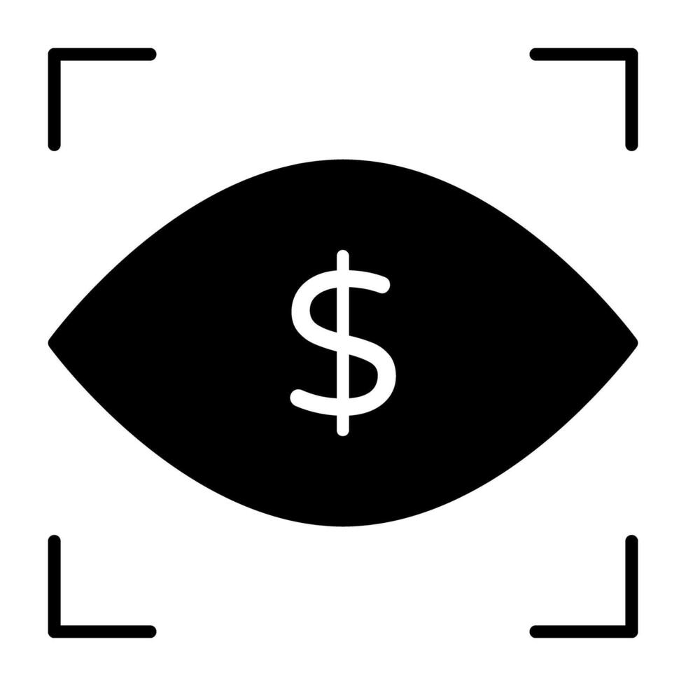 Dollar inside eye, icon of financial eye vector