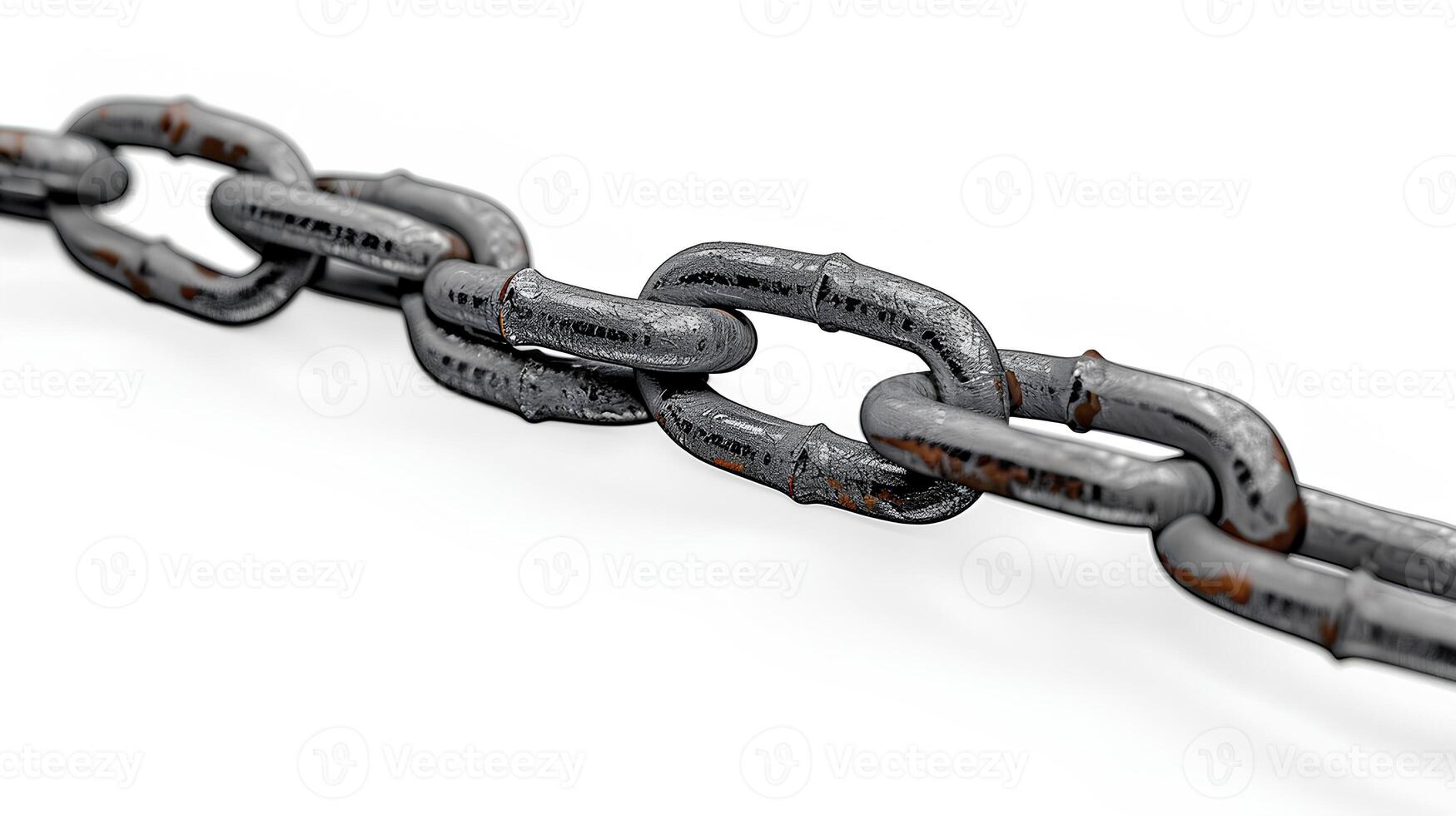 AI generated Chain isolated on white background with shadow. stainless steel chain isolated. Metal chain. Iron chain. Chrome chain photo