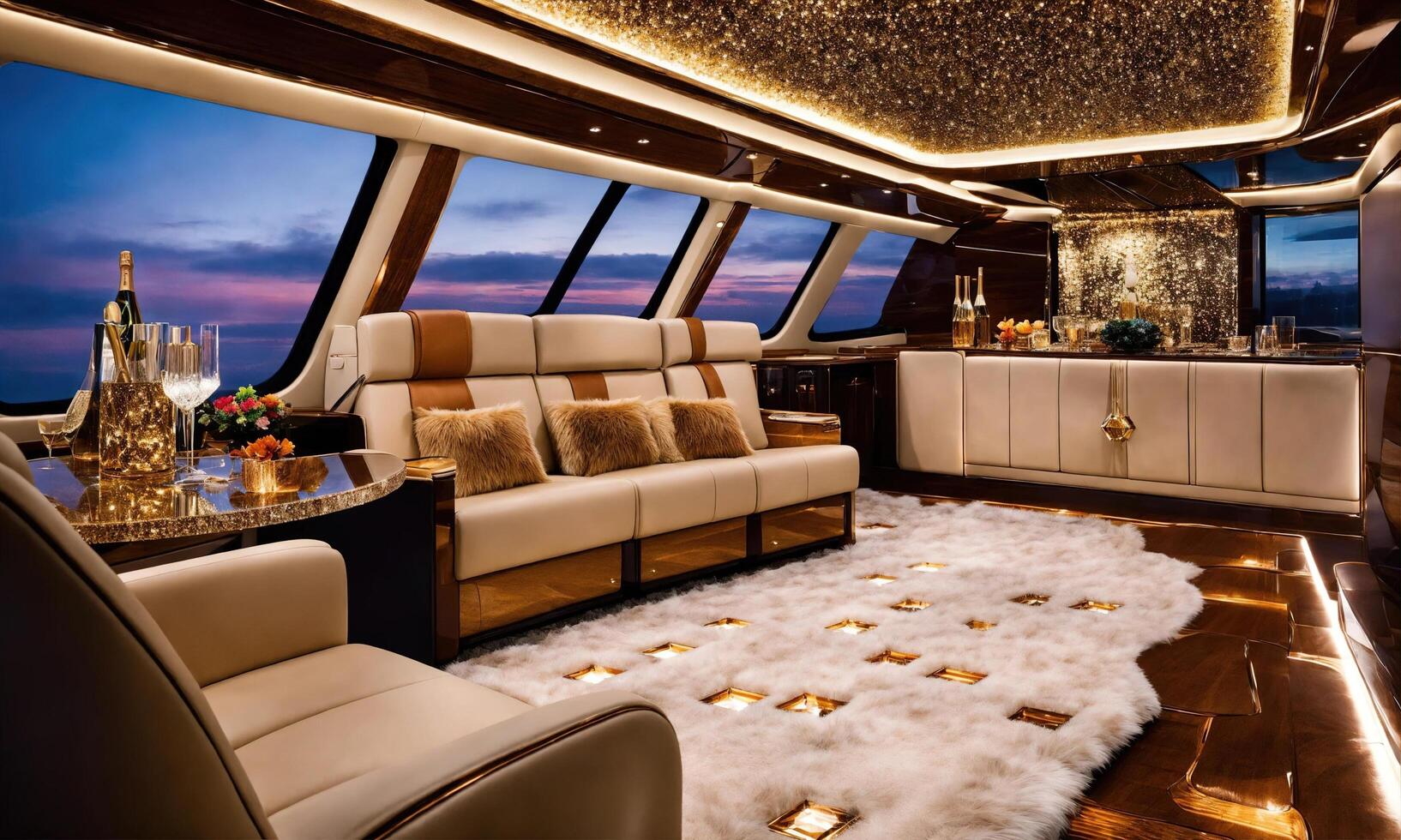 AI generated Interior of a luxury business jet airplane. Luxury travel. ai generative photo