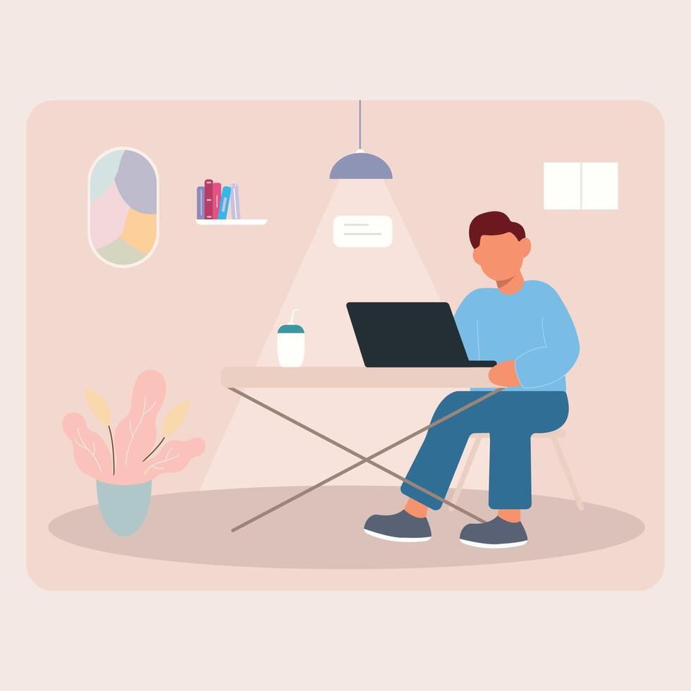 flat design concept freelance at home vector illustration webinar editing marketing