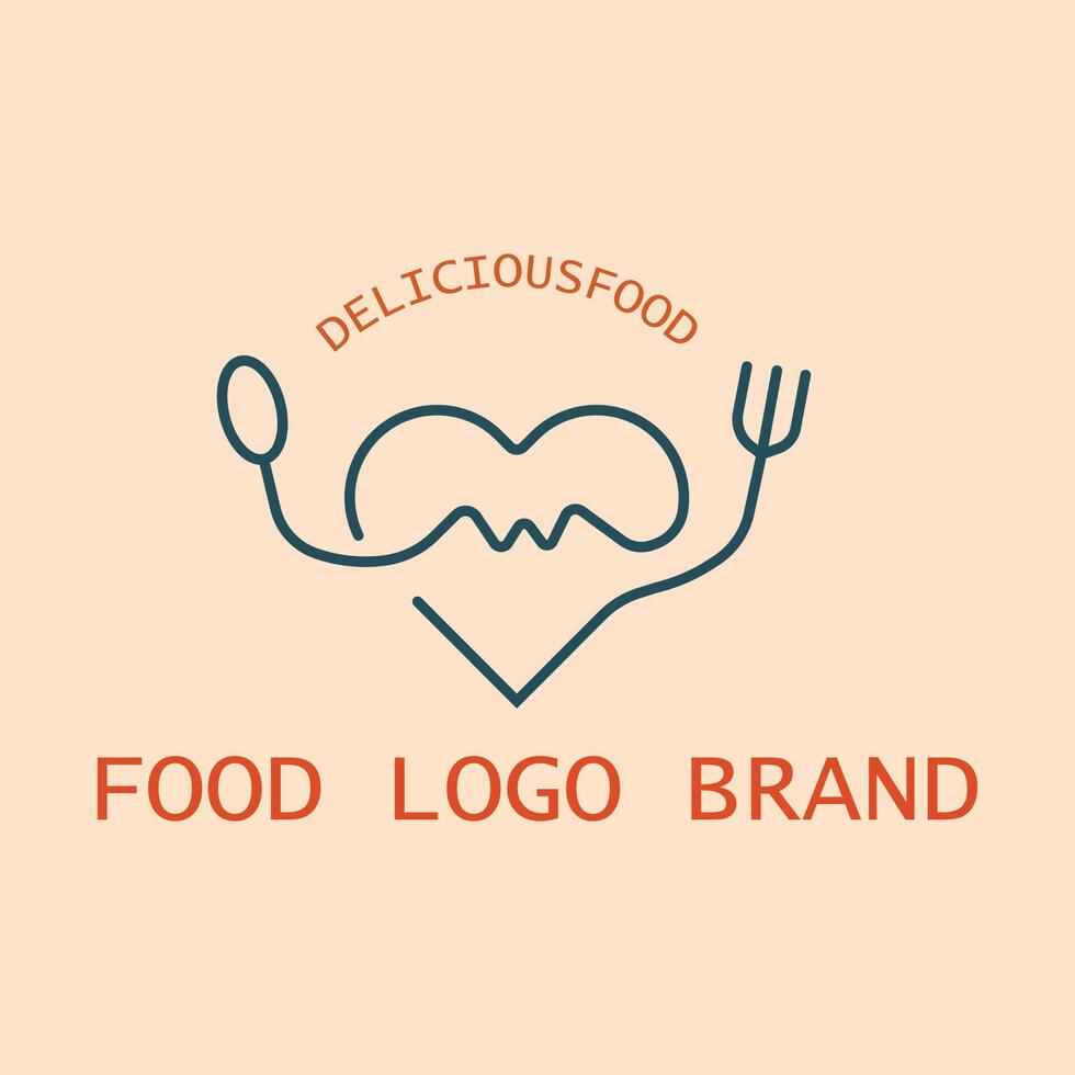 love restaurant logo with a simple spoon and fork concept vector