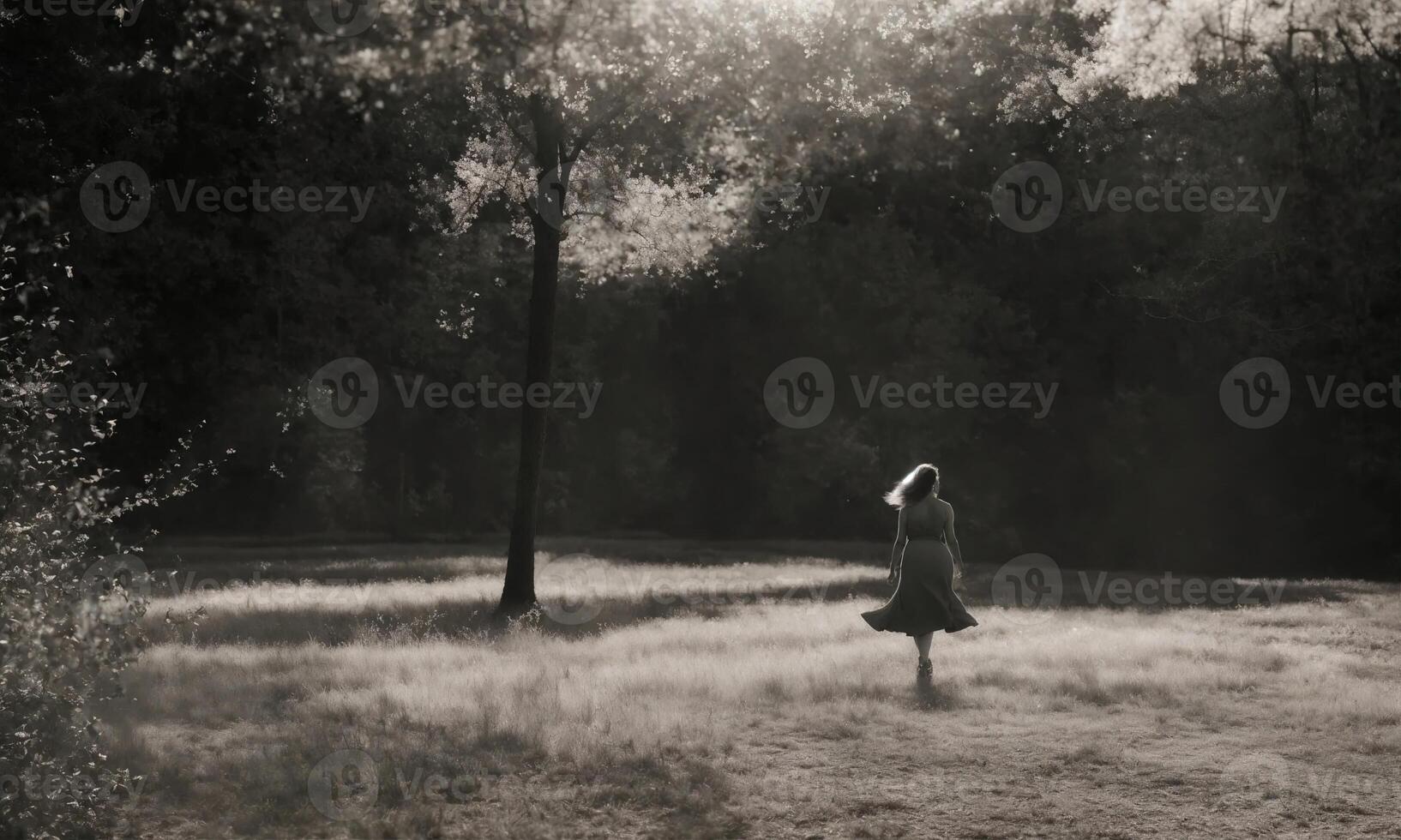AI generated Blurry motion silhouette of a girl with long hair. ai generative photo