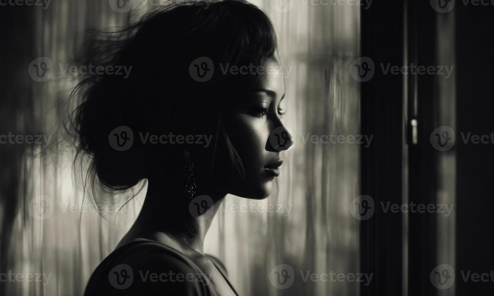 AI generated Blurry motion silhouette of a girl with long hair. ai generative photo