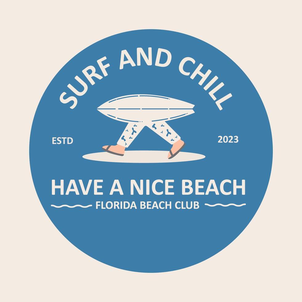 surfing logo design simple modern retro vintage matching clothing and company vector