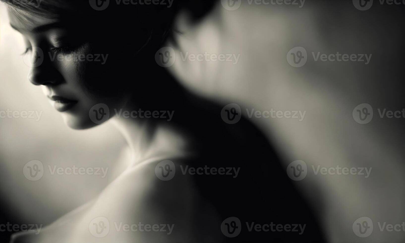 AI generated Blurry motion silhouette of a girl with long hair. ai generative photo