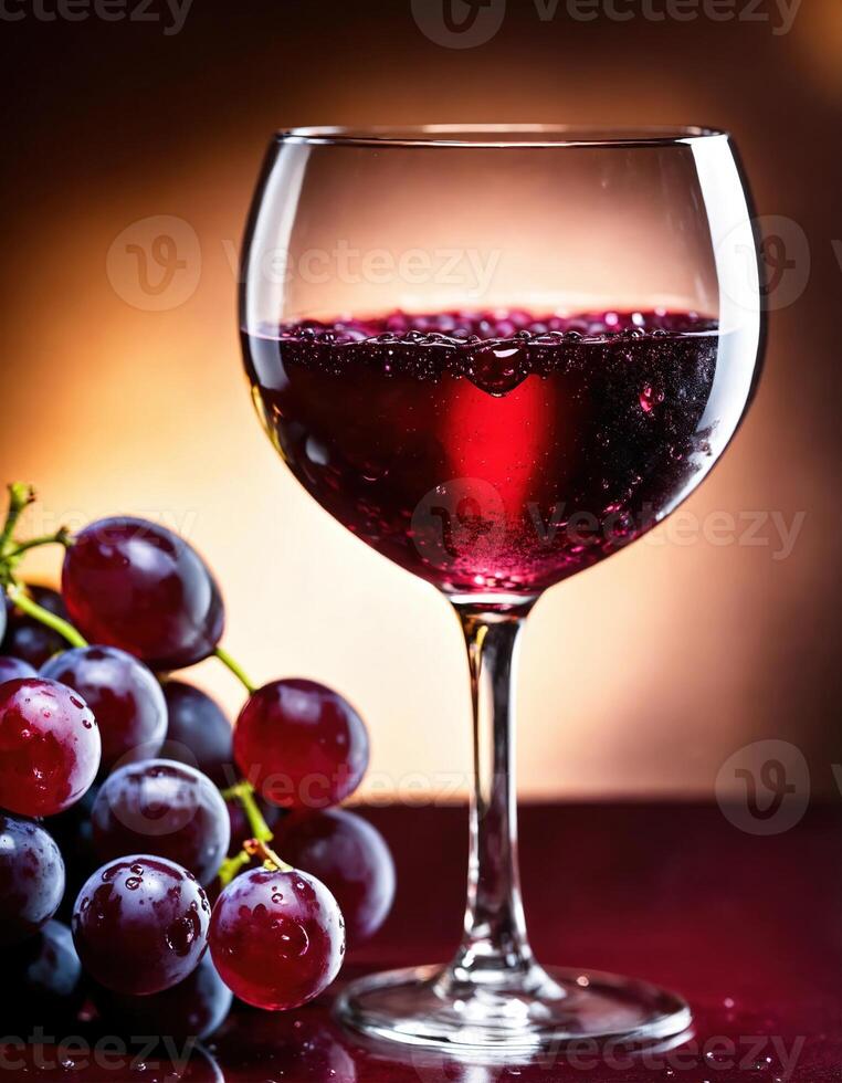 AI generated Red wine with grapes on a dark background. Selective focus. ai generative photo