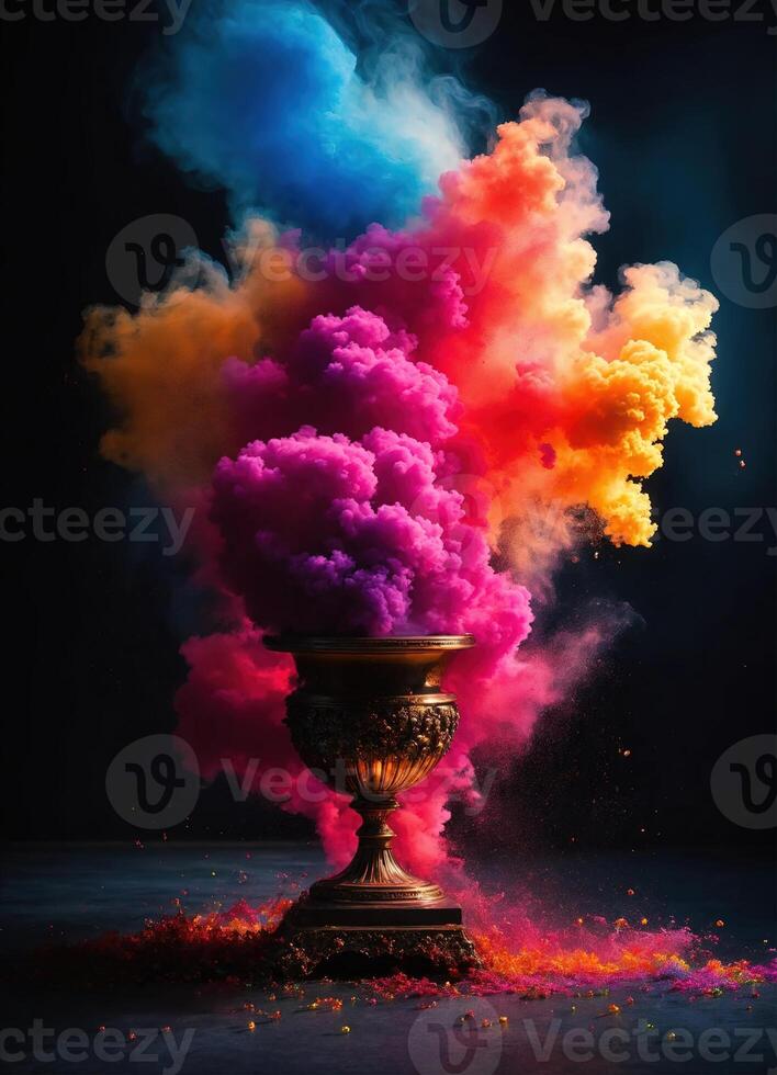 AI generated Colorful cloud with smoke on black background. ai generative photo