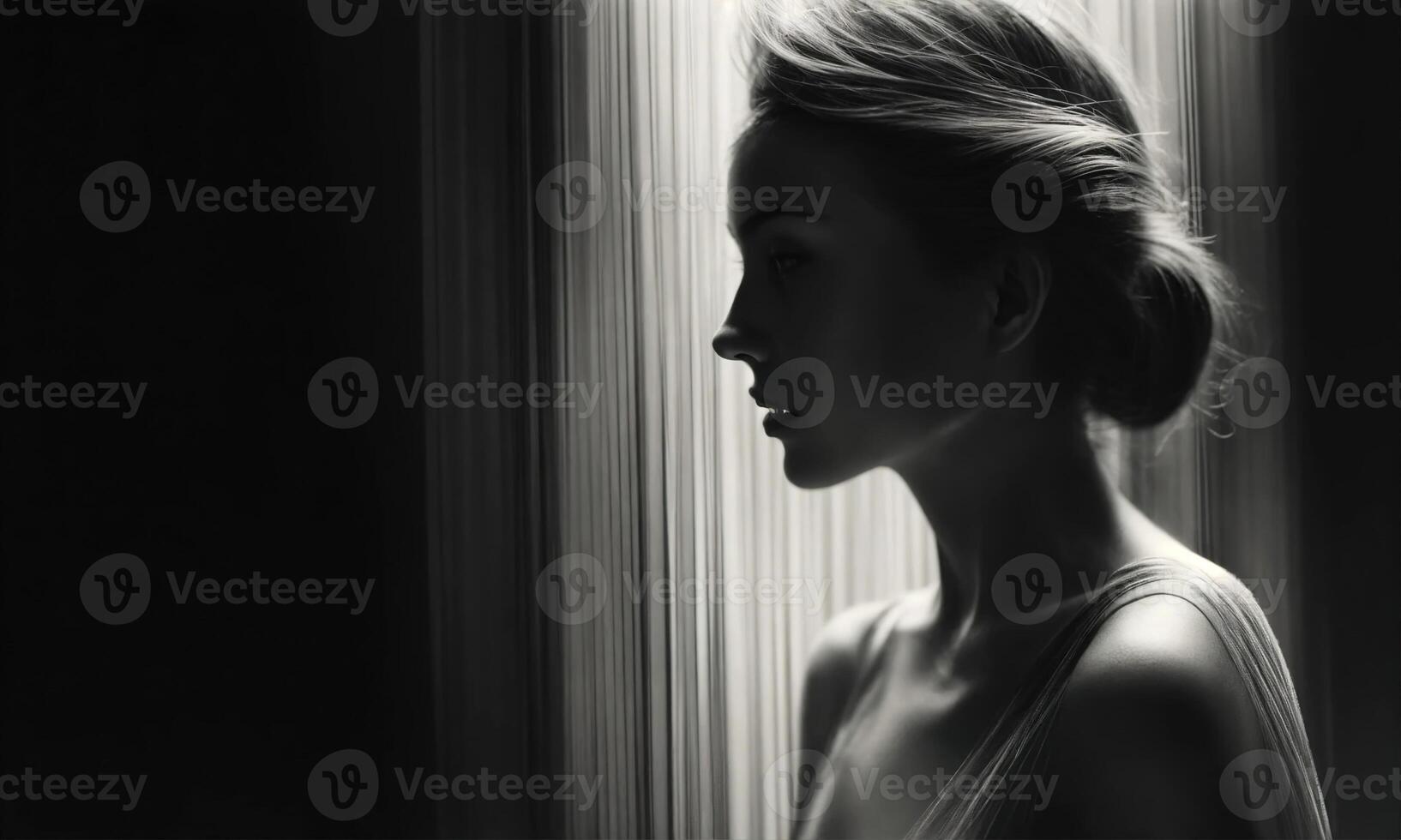 AI generated Blurry motion silhouette of a girl with long hair. ai generative photo