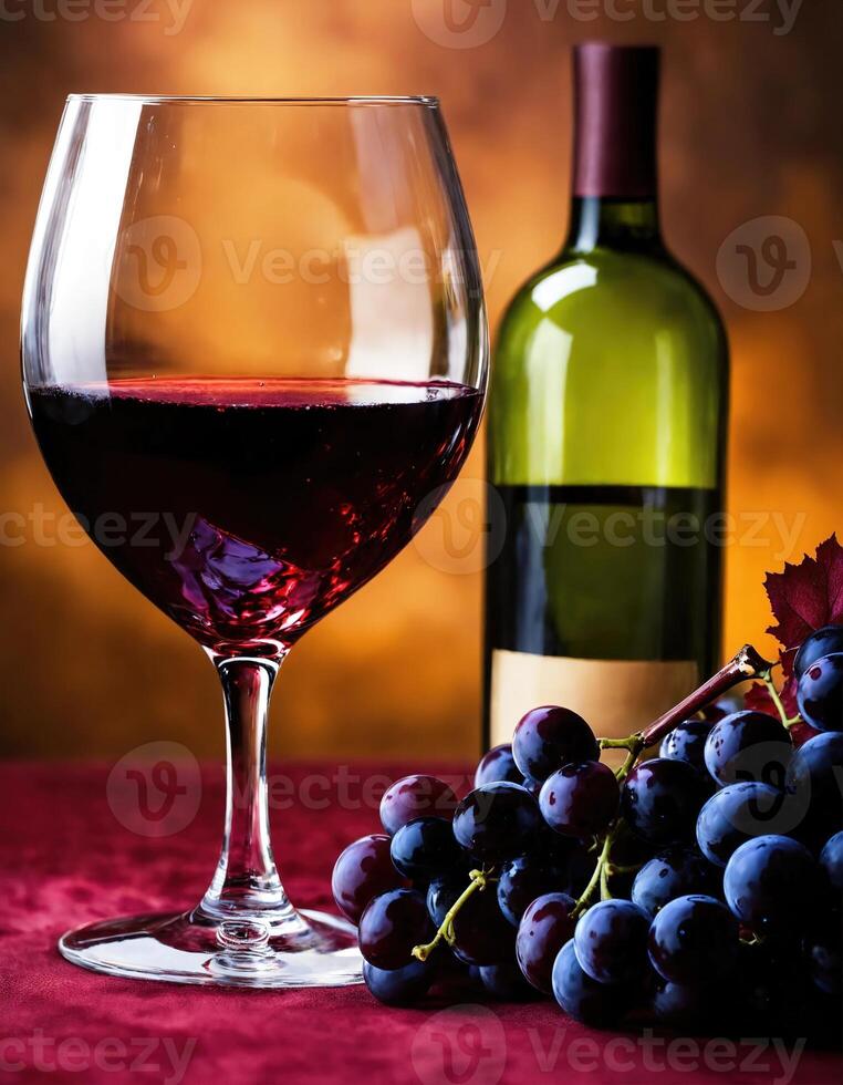 AI generated Red wine with grapes on a dark background. Selective focus. ai generative photo