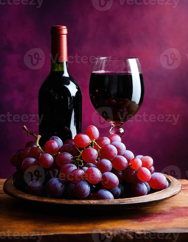 AI generated Red wine with grapes on a dark background. Selective focus. ai generative photo