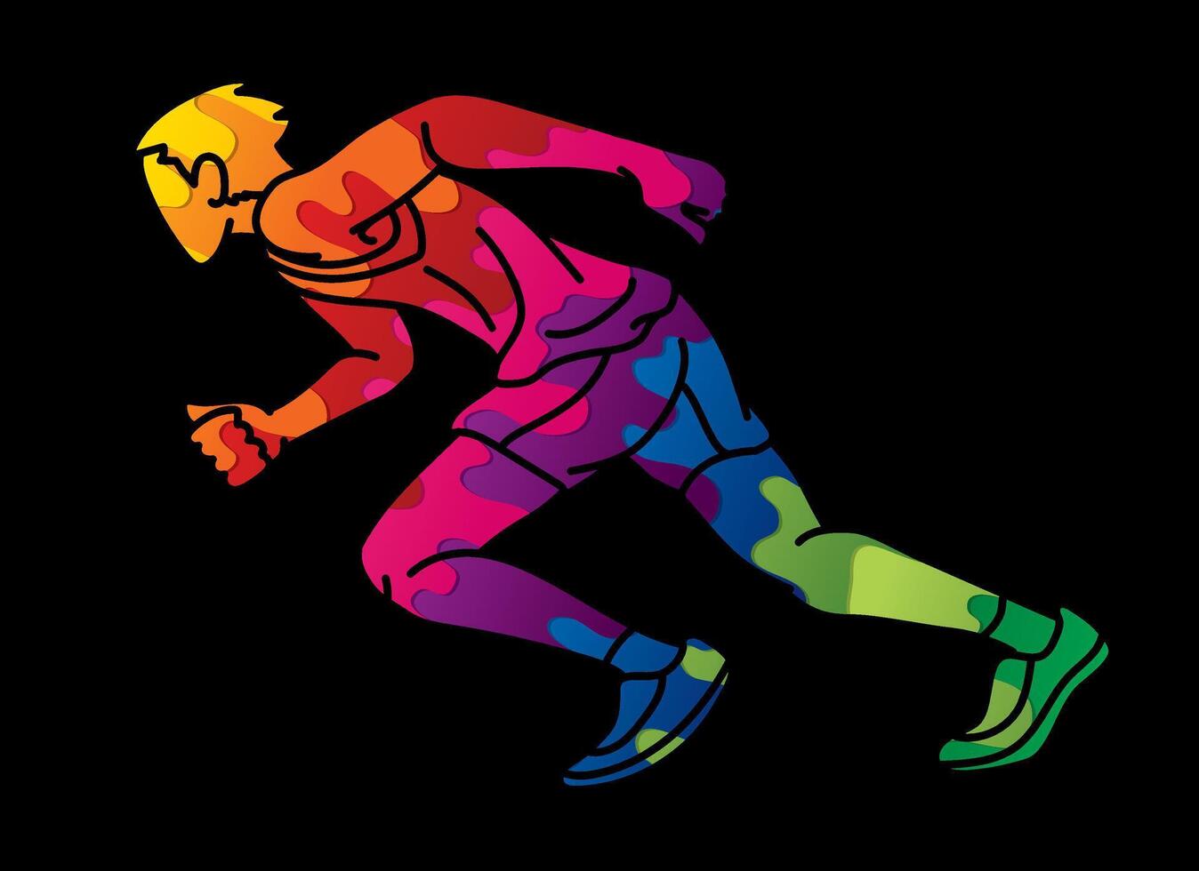 pintada un hombre corriendo acción maratón corredor vector