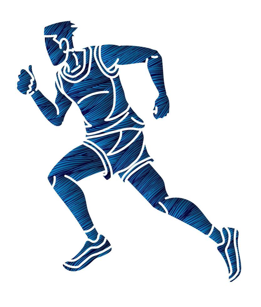 A Man Running Action  Marathon Runner vector