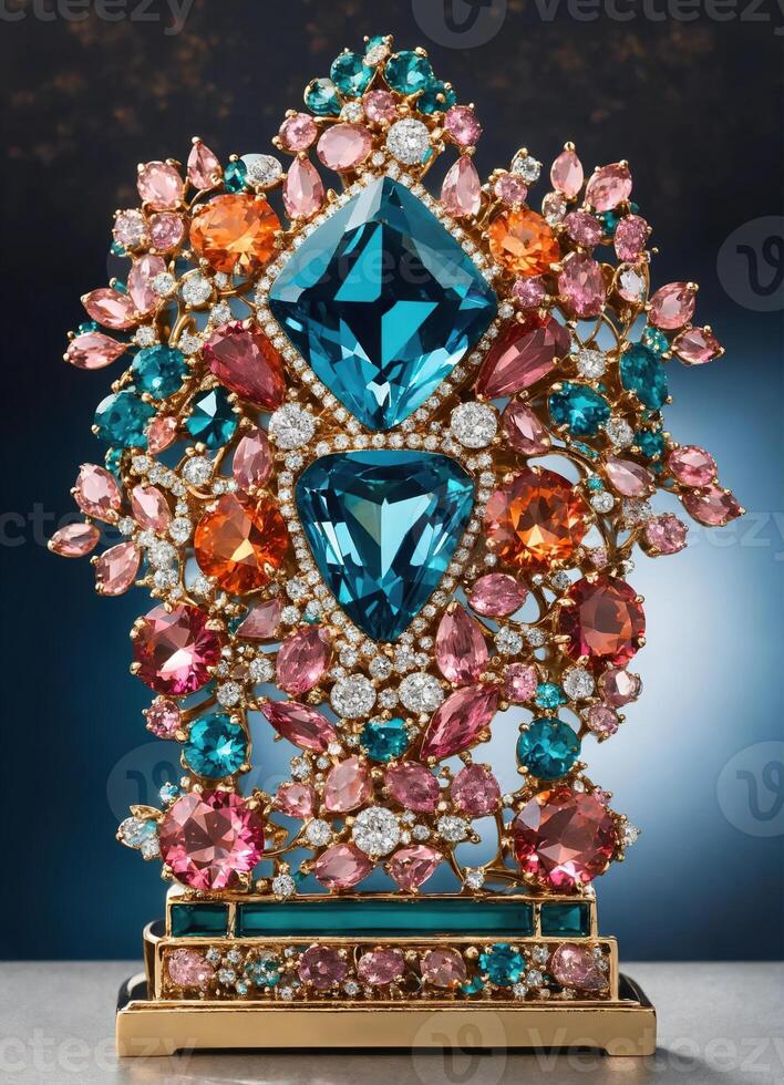 AI generated jewelry with a turquoise and red sapphire. ai generative photo