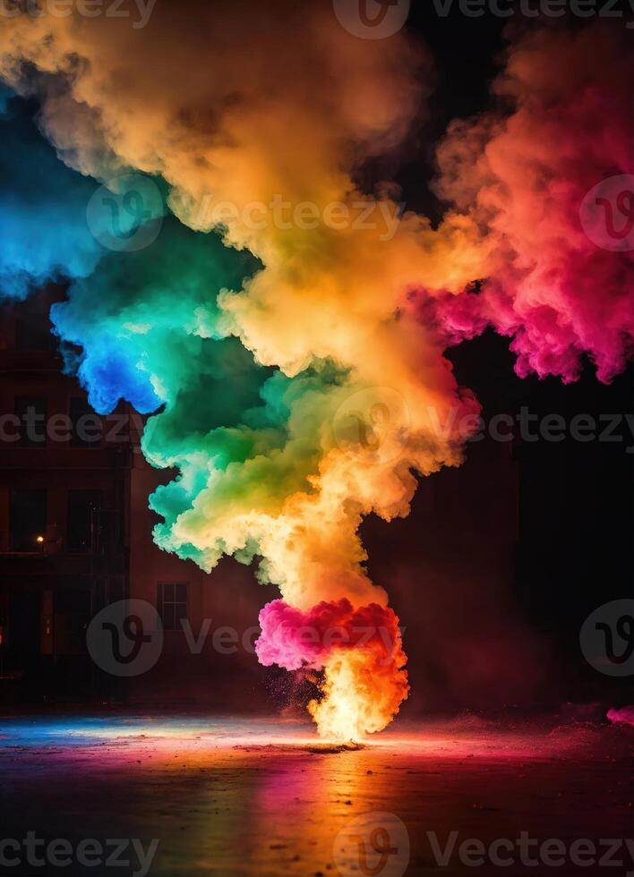 AI generated Colorful cloud with smoke on black background. ai generative photo