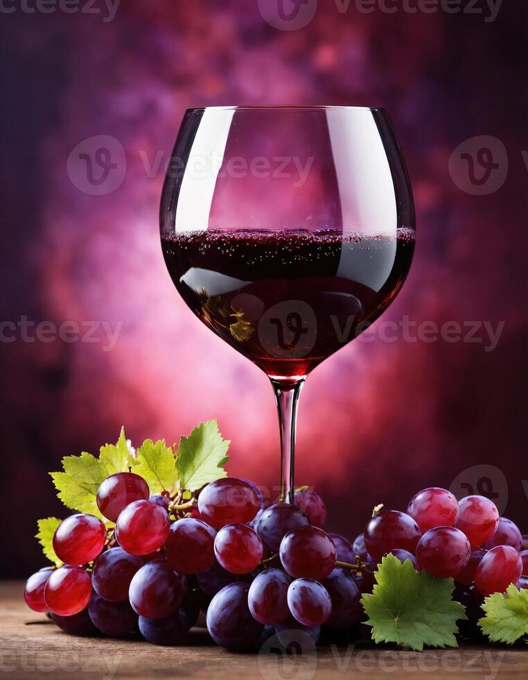 AI generated Red wine with grapes on a dark background. Selective focus. ai generative photo