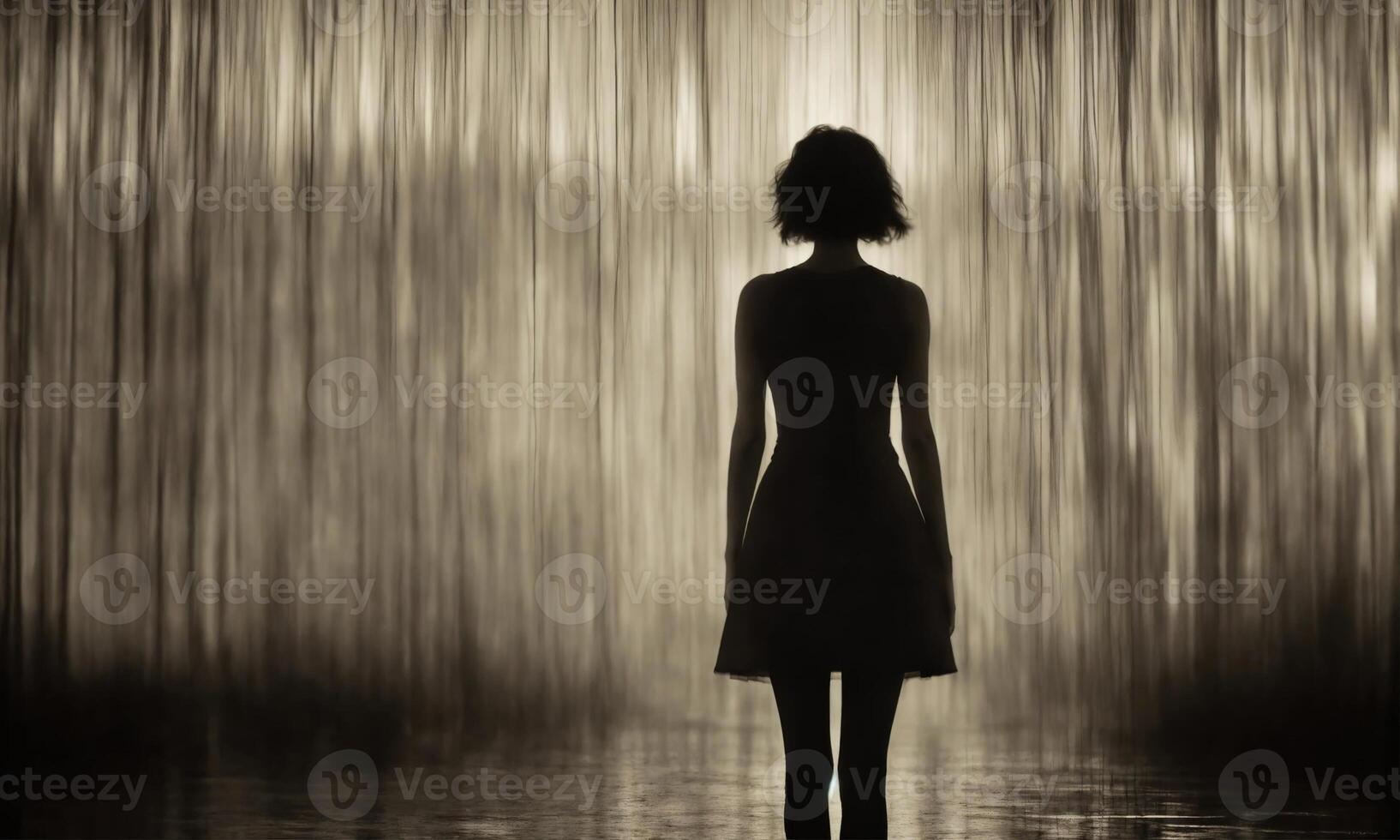 AI generated Blurry motion silhouette of a girl with long hair. ai generative photo