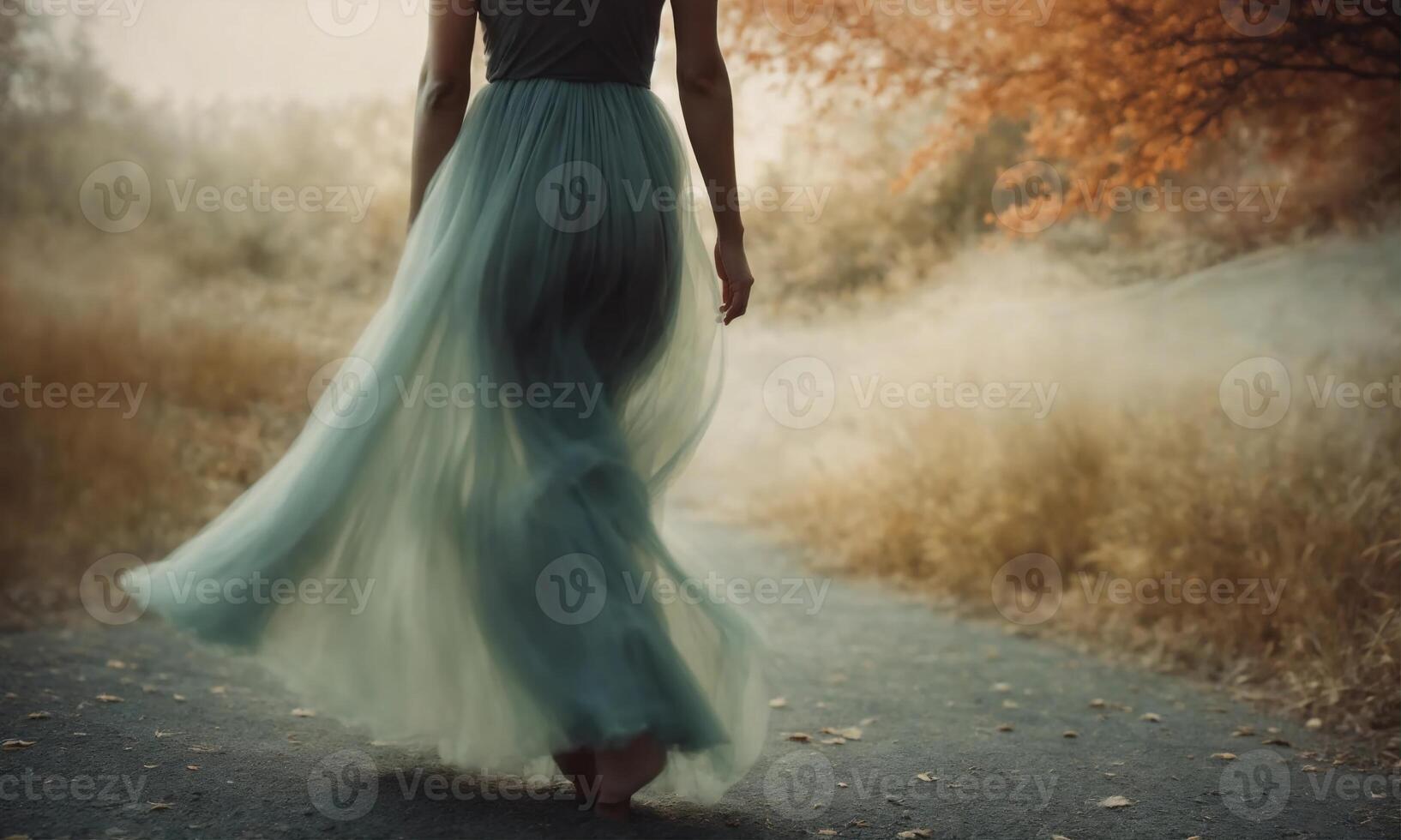 AI generated Blurry motion silhouette of a girl with long hair. ai generative photo