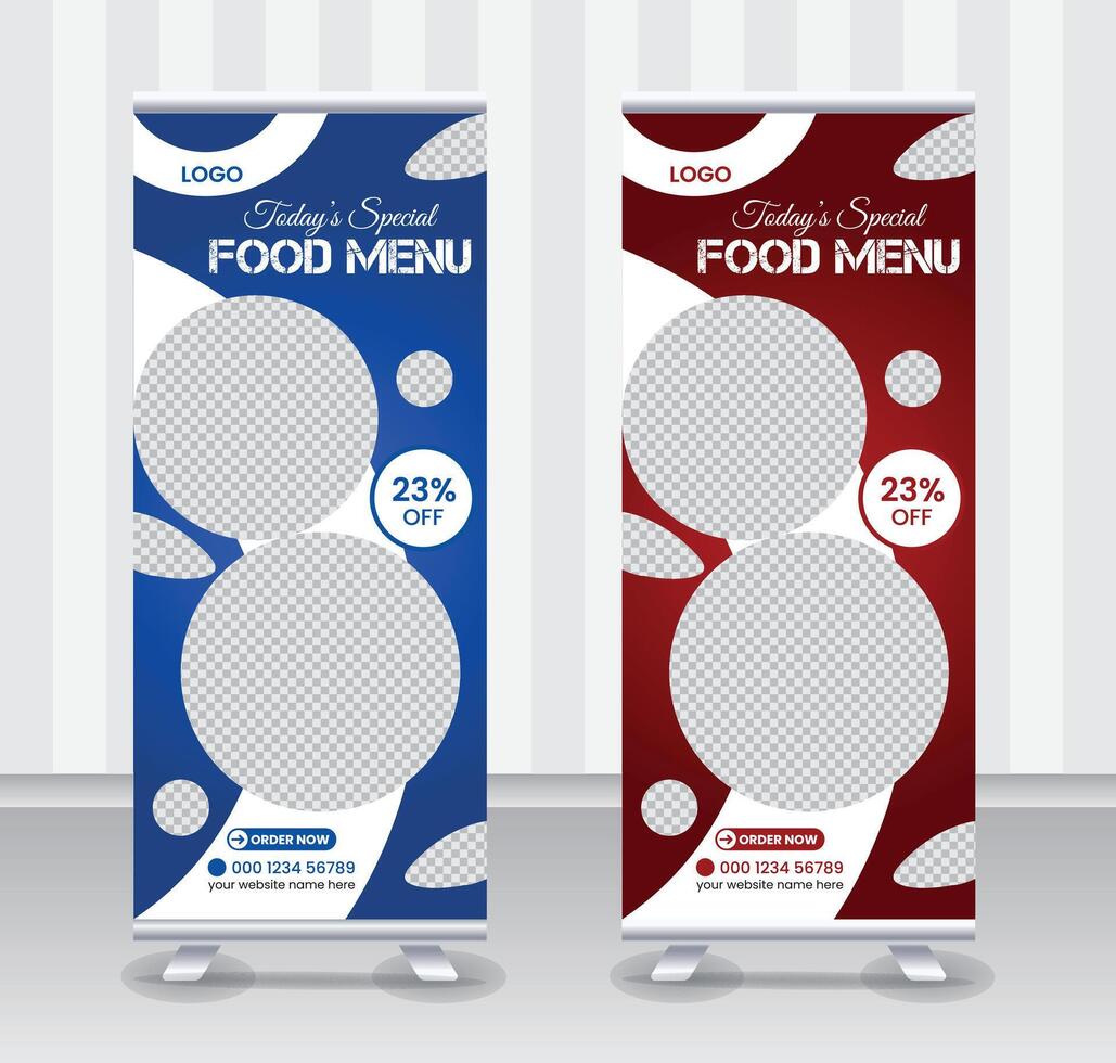Today's special food menu and restaurant roll up banner x or roll up banner design template vector