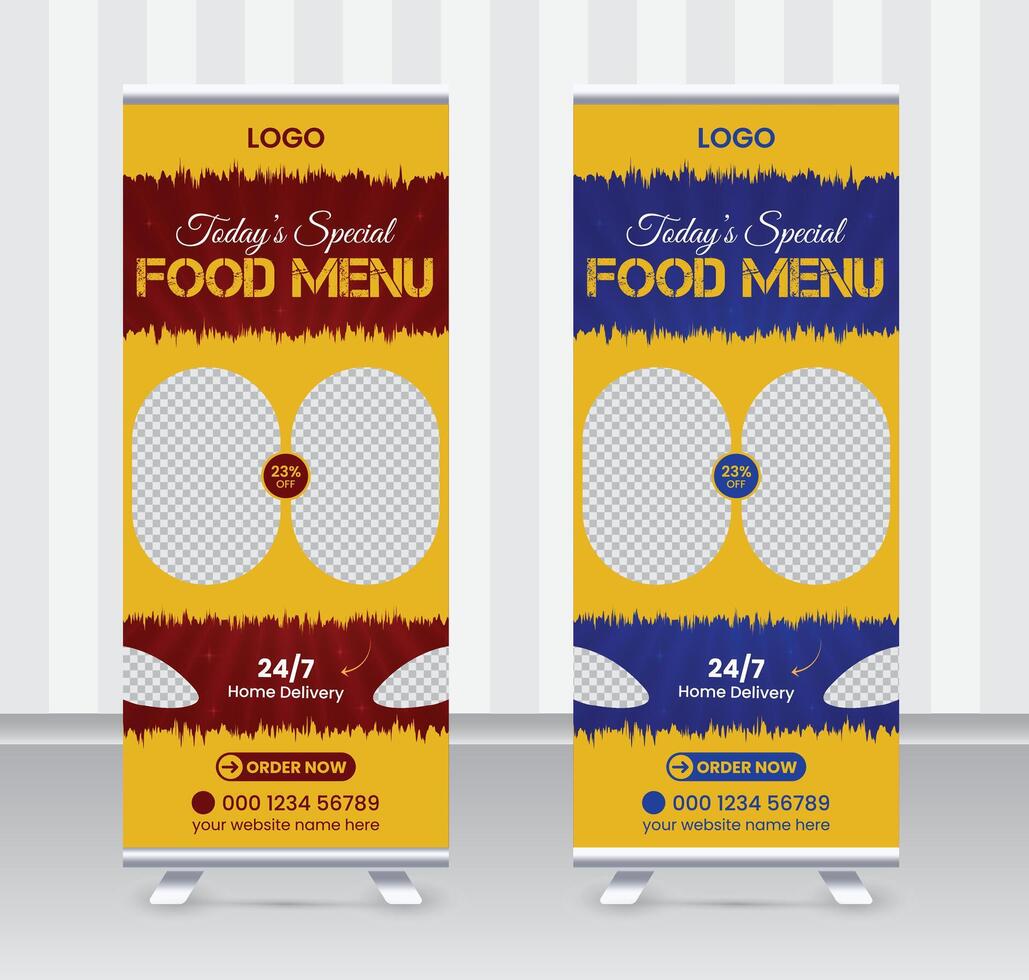 Today's special food menu and restaurant roll up banner x or roll up banner design template vector