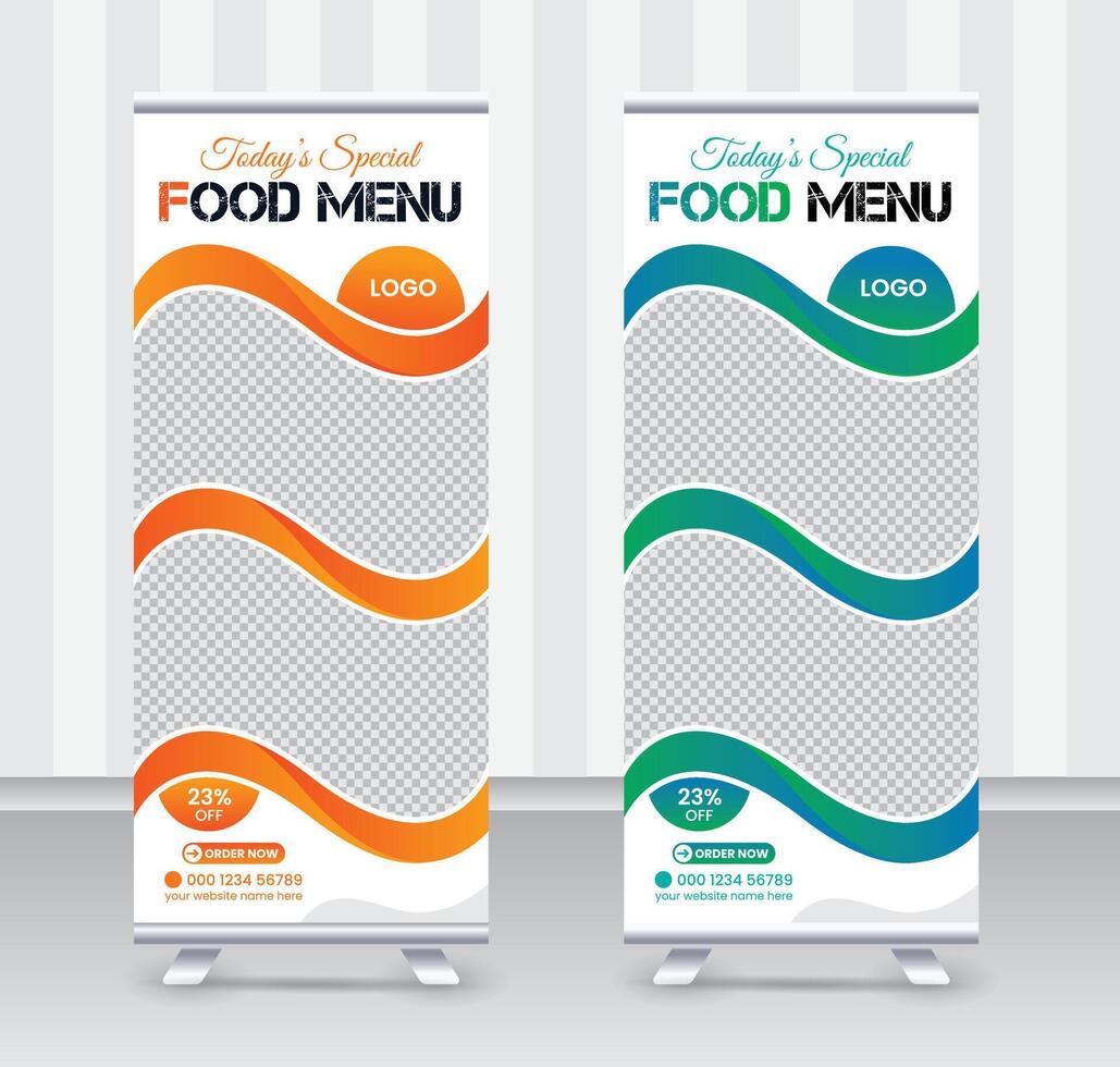 Today's special food menu and restaurant roll up banner x or roll up banner design template vector