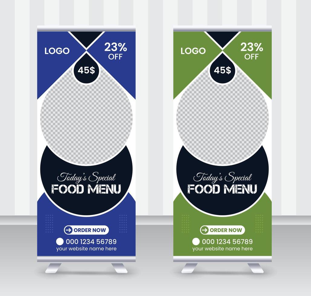 Today's special food menu and restaurant roll up banner x or roll up banner design template vector