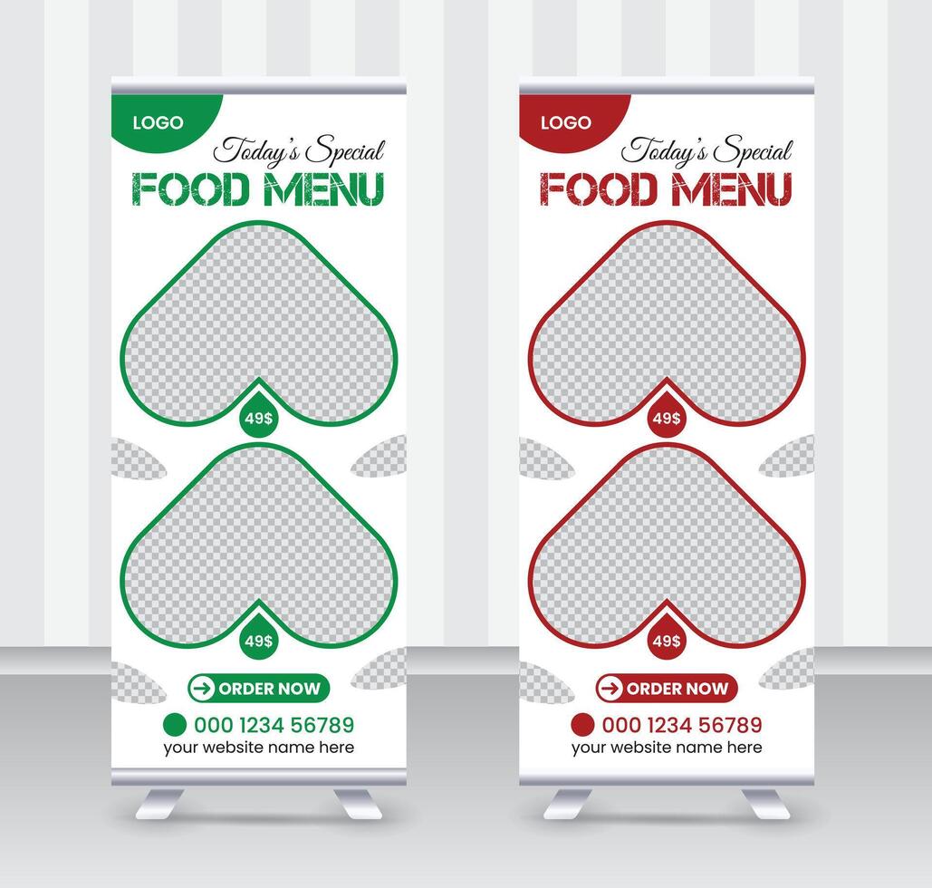 Today's special food menu and restaurant roll up banner x or roll up banner design template vector