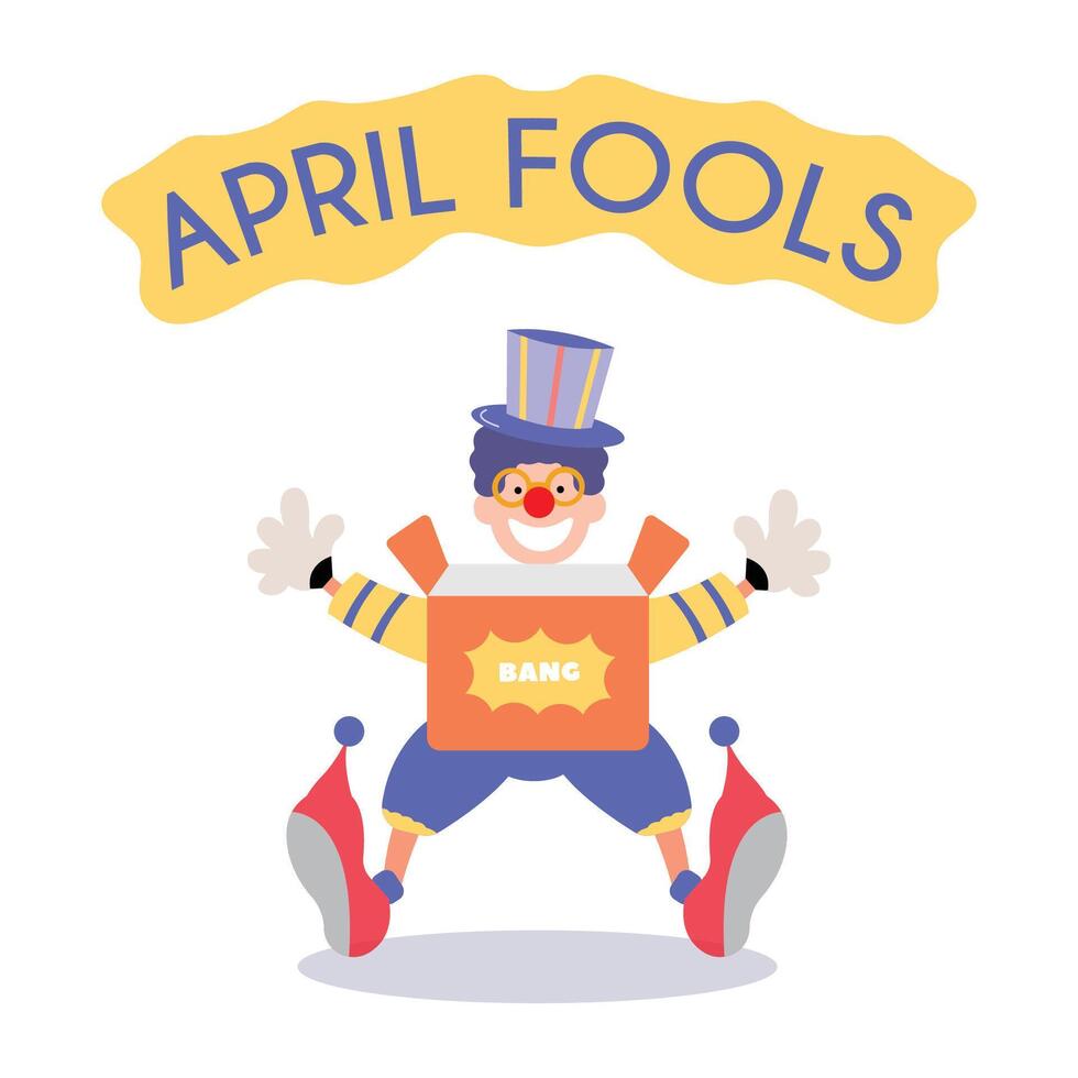 happy april fools day illustration clown concept surprise and comedy fun vector template poster background