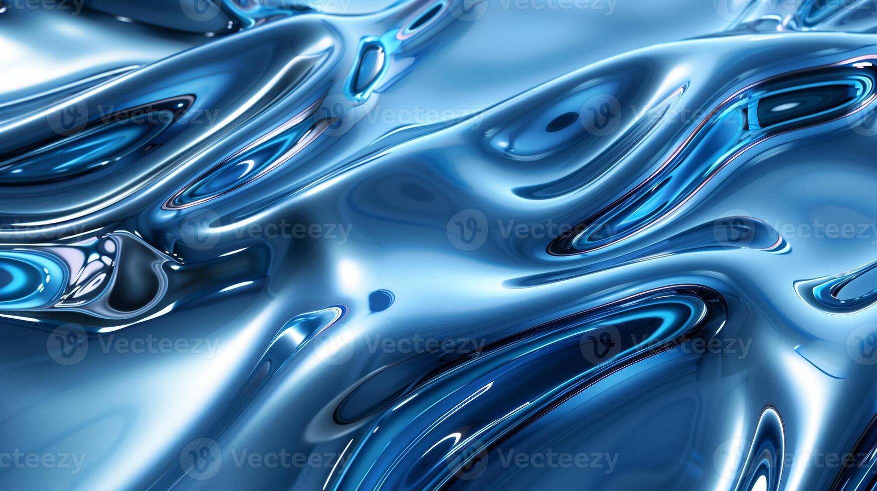 AI generated A shiny blue metallic surface with waves and ripples featuring fluid lines and curves. Abstract background. Generated by artificial intelligence. photo