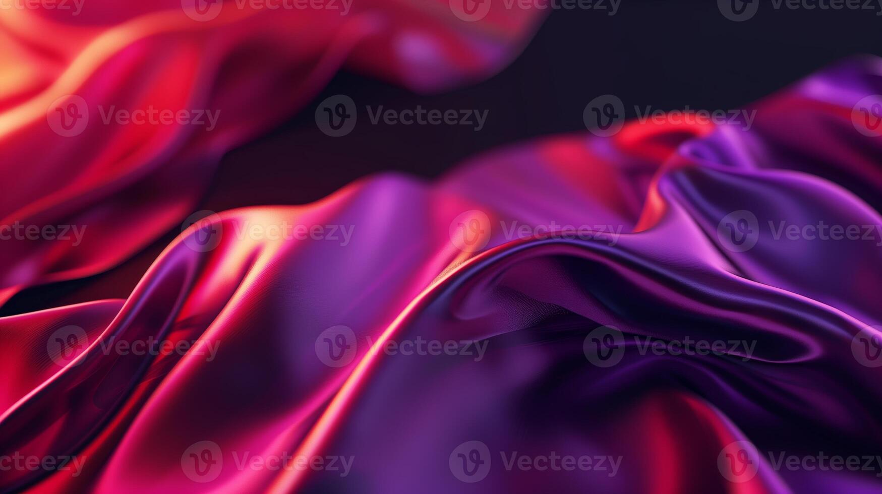 ai generado resumen formas, fluido tela, oscuro fondo, rojo y púrpura degradado color esquema, de cerca perspectiva. generado por artificial inteligencia. foto
