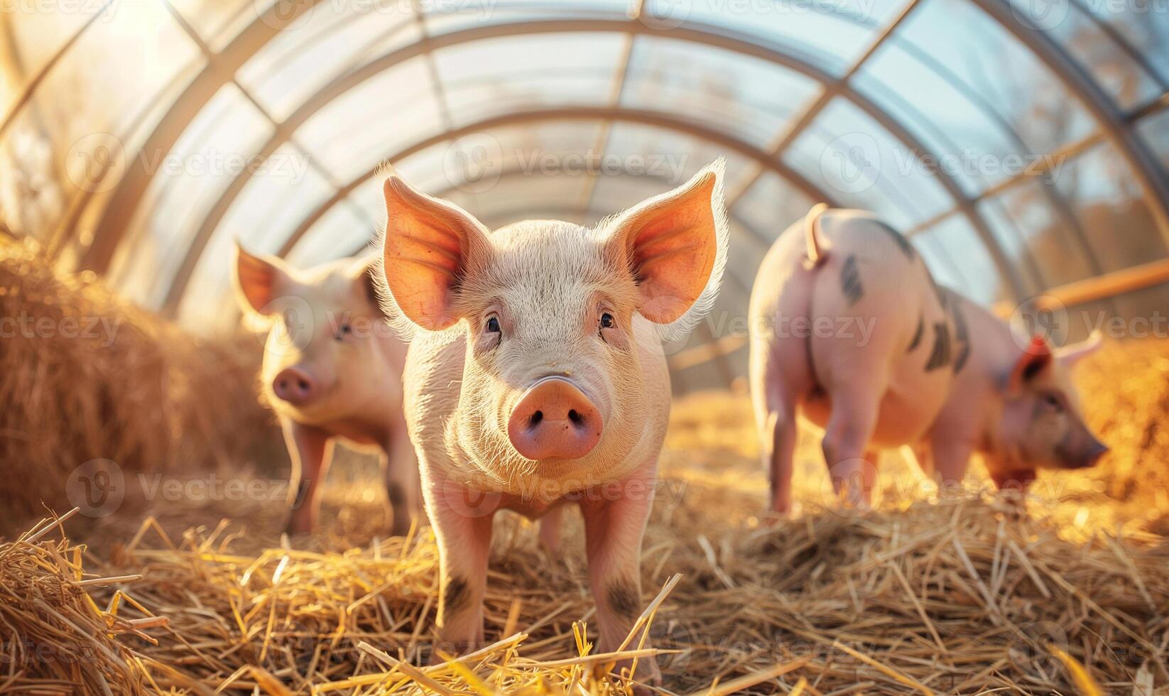 AI generated Piglets in a Farm Pen - Agricultural Livestock Photography photo