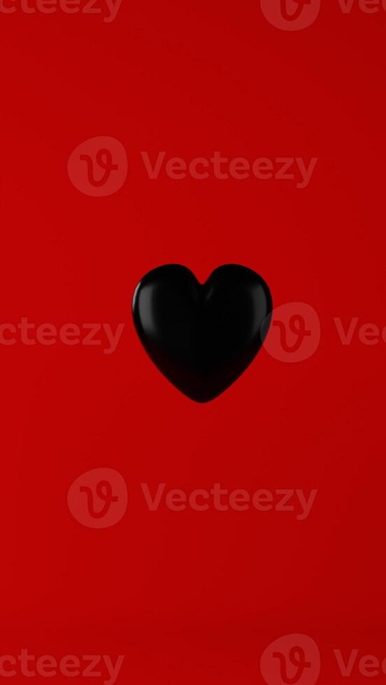 Abstract background, one heart on red background. 3D render. photo