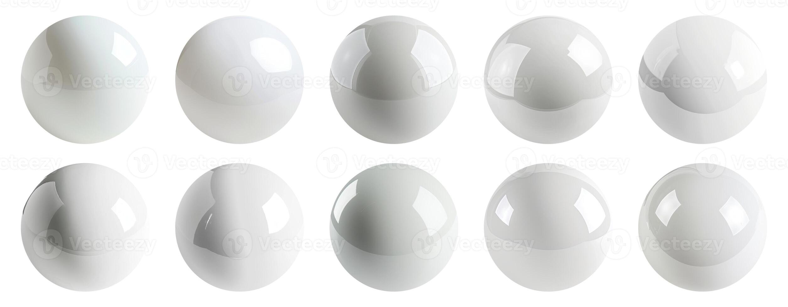 AI generated Set of gleaming white spherical object on a transparent background photo