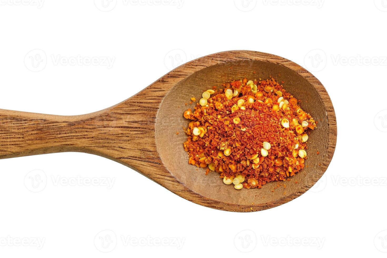 AI generated A wooden spoon with chili pepper on a transparent background photo