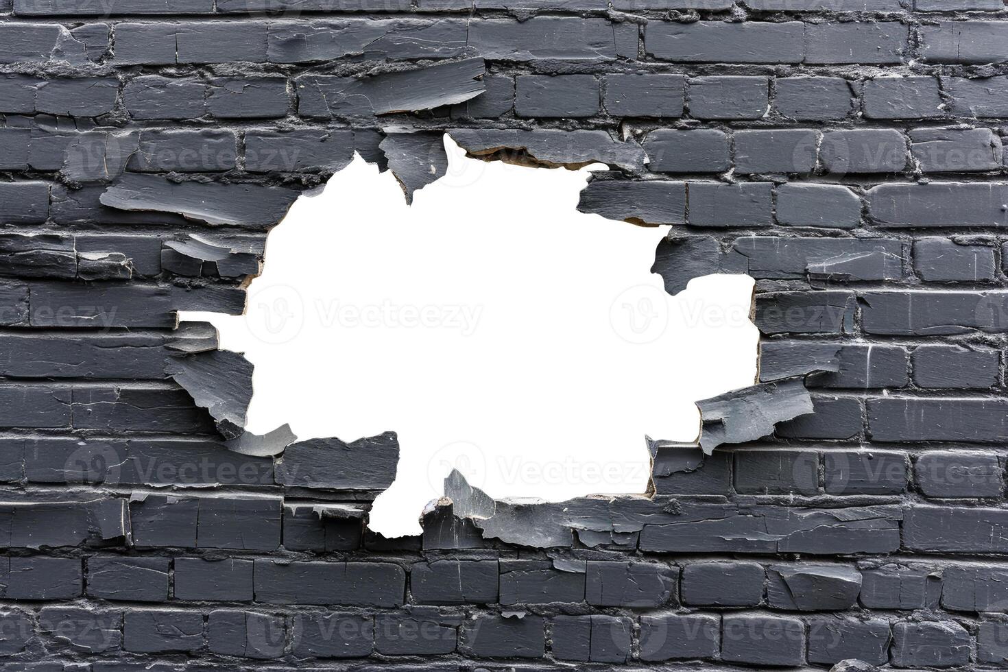 AI generated Opening in a black brick wall on a transparent background photo