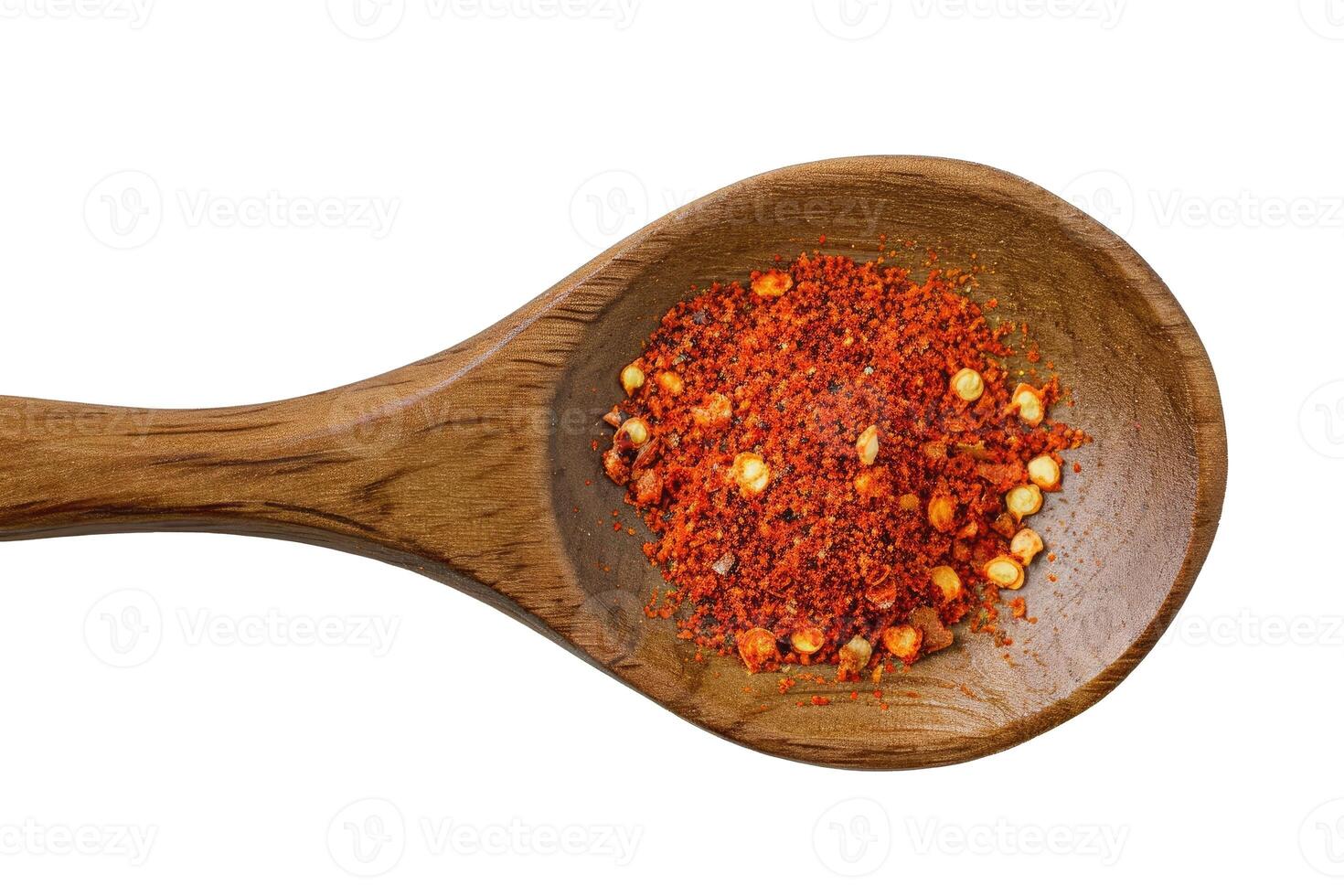 AI generated A wooden spoon with chili pepper on a transparent background photo