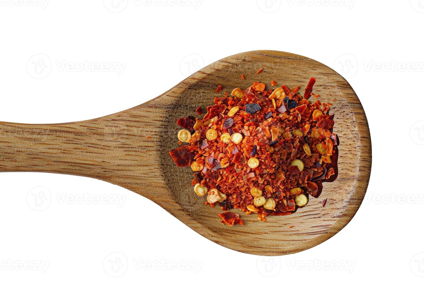 AI generated A wooden spoon with chili pepper on a transparent background photo