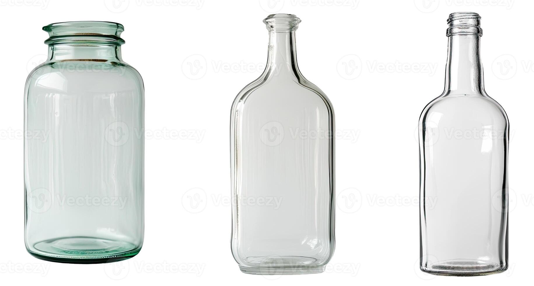 AI generated Set of transparent bottle on a transparent background photo