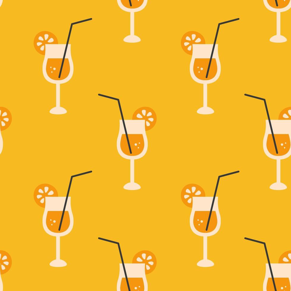 Orange cocktail drink seamless pattern vector