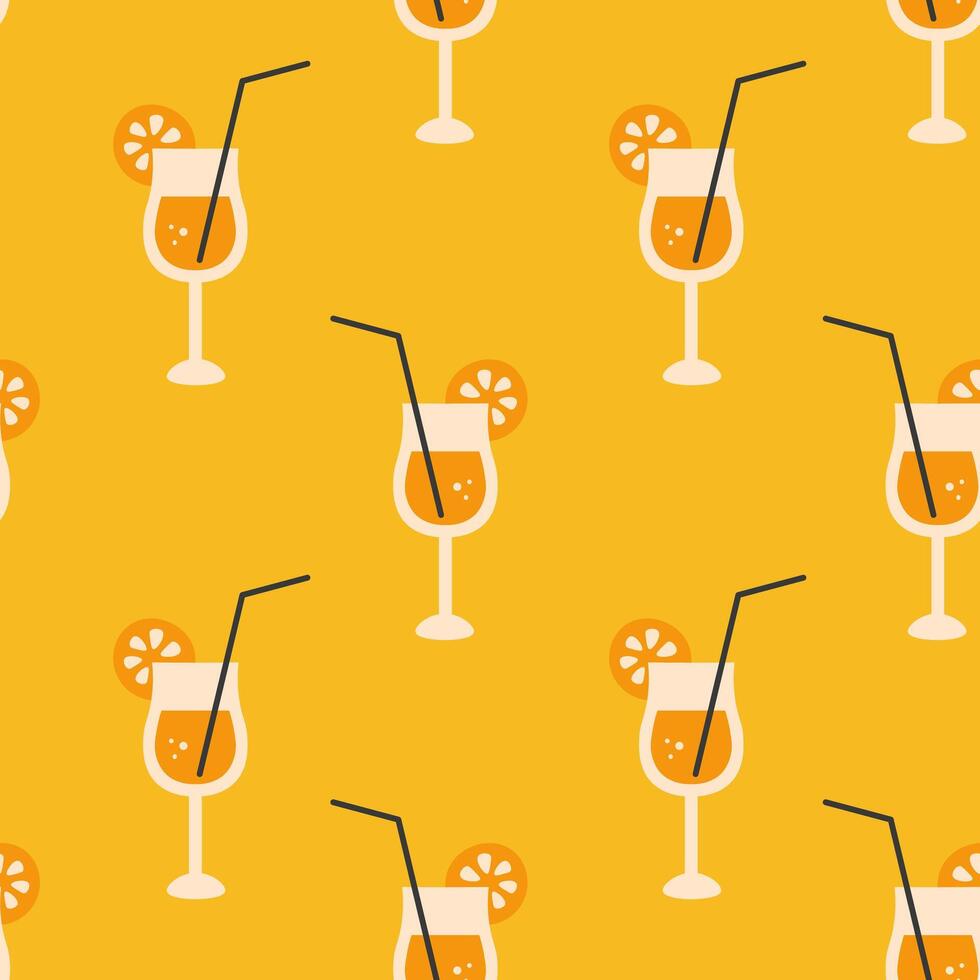 Orange cocktail drink seamless pattern vector