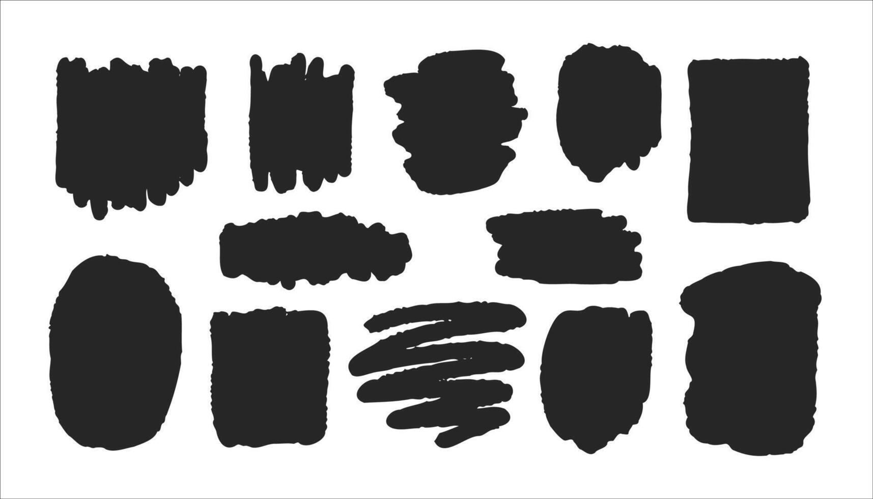 Black brush stains vector set