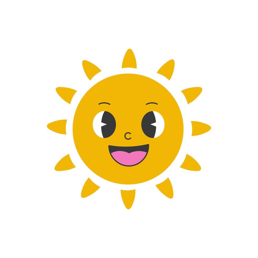 Happy sun character vector illustration in retro style