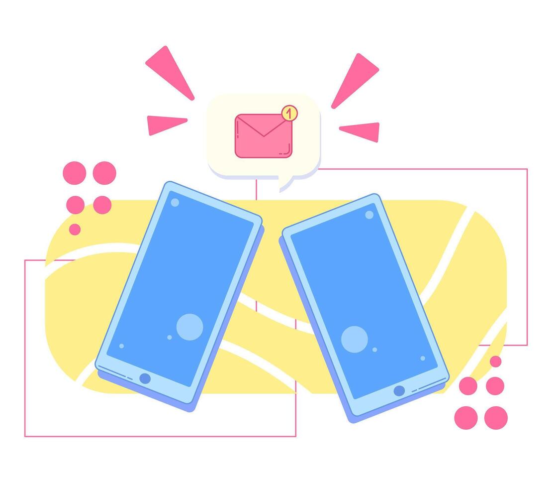 color vector ilustración con dos Los telefonos comunicado. resumen antecedentes y letra icono