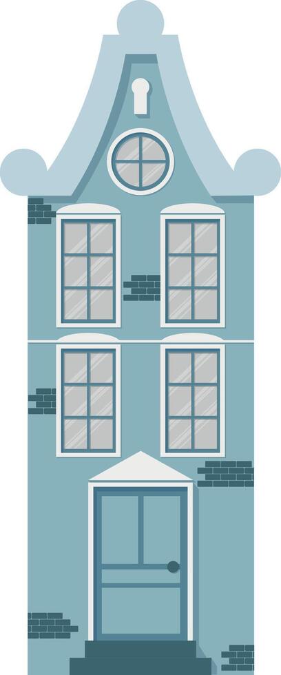 Blue tall Netherland Amsterdam house vector